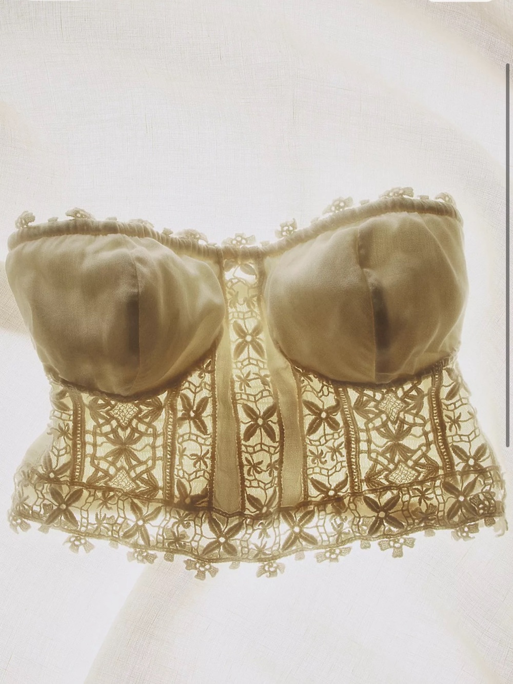 Free People FP One Clara Vintage Embroidered Floral Delicate Lace Corset M